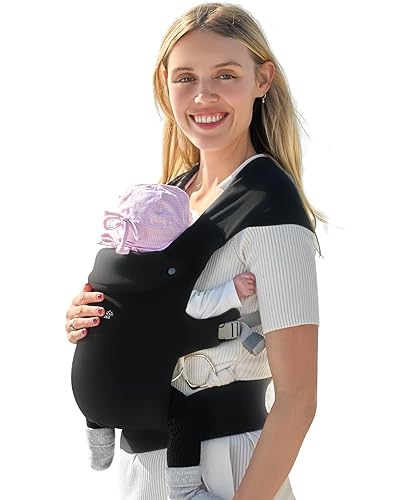 GROWNSY Portabebés para recién nacidos a niños pequeños, acogedor portabebés ergonómico, con soporte para la cabeza, negro
