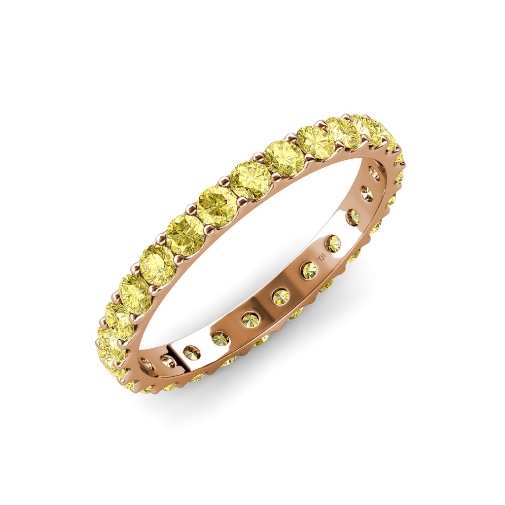 TriJewels Yellow Sapphire U-Prong Women Eternity Band 2.20 ctw-2.53 ctw 14K Rose Gold-6.0