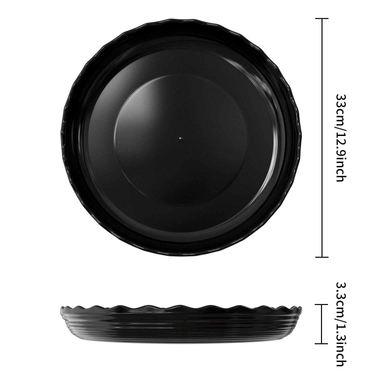 Kunjocy Pack of 5 Durable Black Plant Pot Saucers - Image 2