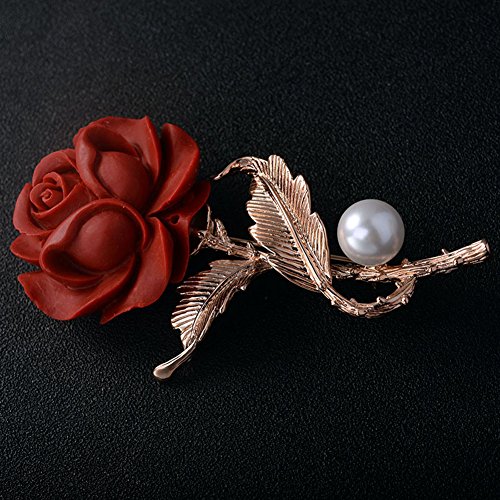 Star Jewelry Gold Plated Red Rose Brooches And Pins Lover Valentine's Day Gifts #TOP4