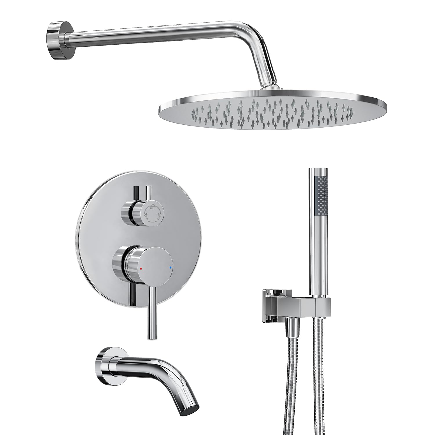 Gabrylly Shower System, 10" Bathtub Shower Faucets Set, Chrome