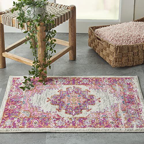 NOURISON Psn03 Passion Vieilli Vintage Bleu Zone Tapis, Synthétique, Ivory/Fushia, 1'10" x 2'10" Cover