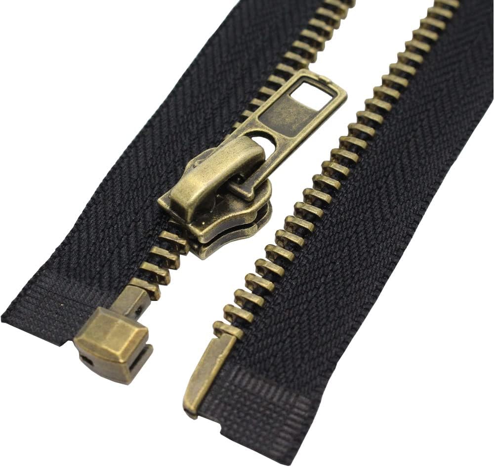 MebuZip#8 29 Inch Antique Brass Teeth Separating Jacket Zipper Right Handed Zipper Heavy Duty Metal Zippers for Men's Jackets Coats Sewing (29" RH)