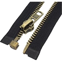 MebuZip #8 32 Inch Antique Brass Separating Jacket Zipper for Men 32" RH