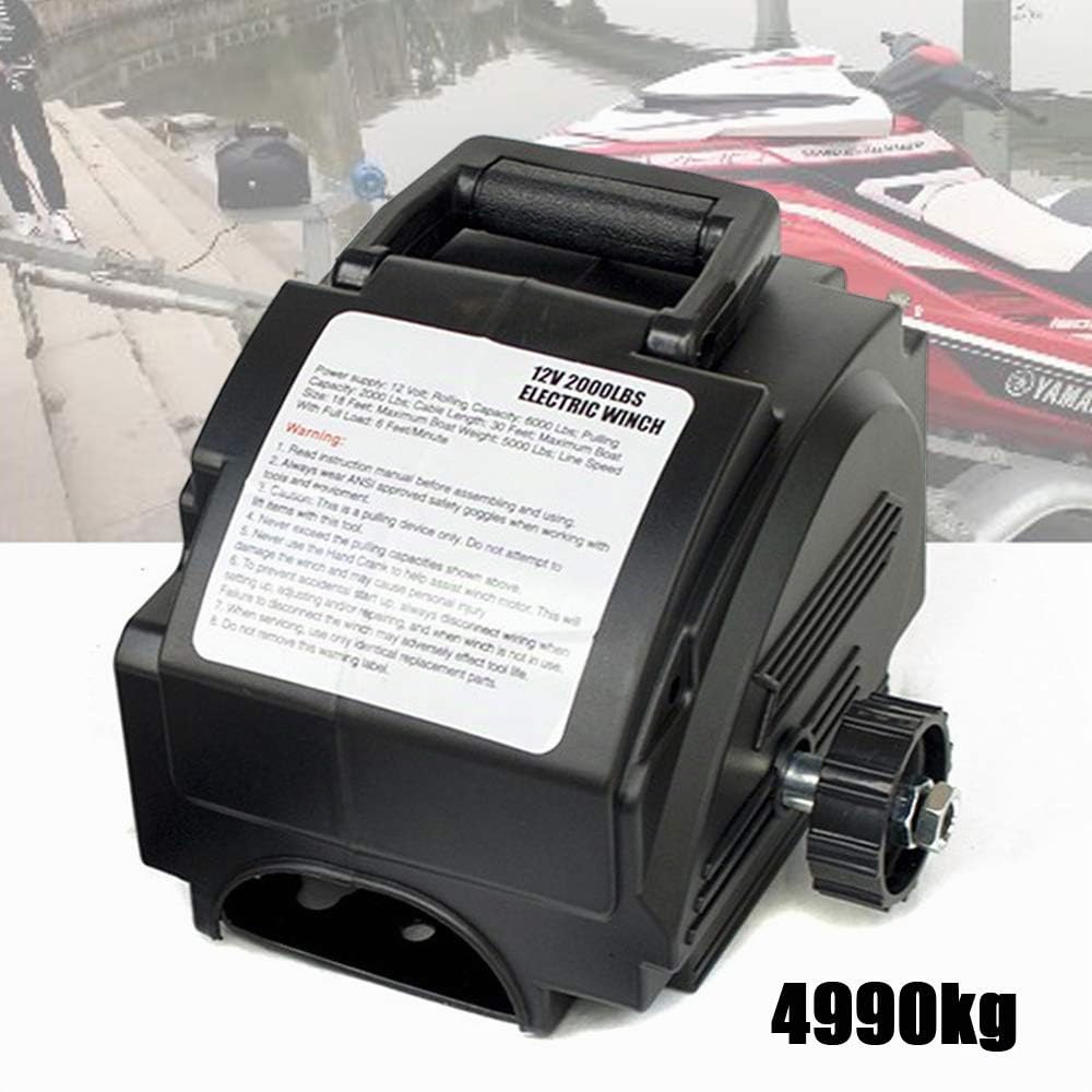 Seilwinde Elektrische 12V 300W Bootswinde Seilzug Winde 4990KG Elektrowinde Seilhebezug Mit Fernbedienung Schalter Motorwinde 9.2m Stahlseil