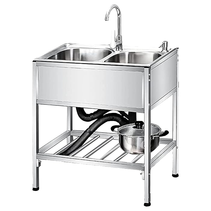 Buy LVHC Commercial Kitchen Sink Double Bowl Stainless Steel Catering