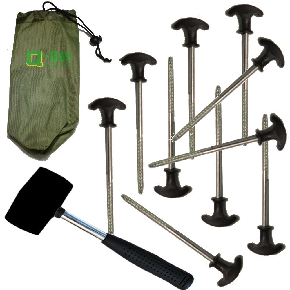 Bivvy Pegs x 10 with Mallet for Fishing Bivvy/Umbrella