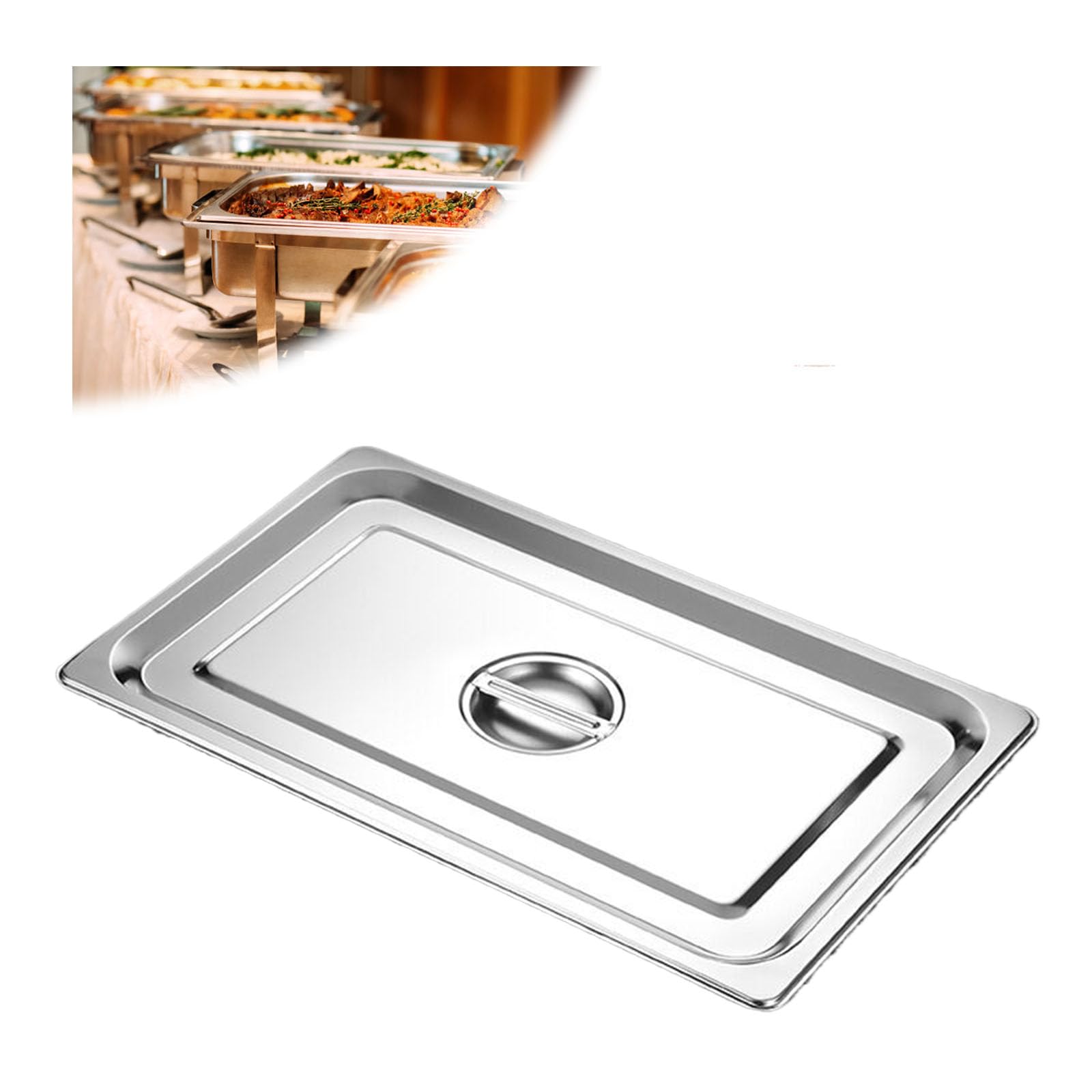 Apilable Accesorios para Pizza Contenedor GN,Contenedor Gastronorm De Acero Inoxidable,Rectángulo Recipientes para Alimentos,1/1（53 * 32.5cm）,Cover
