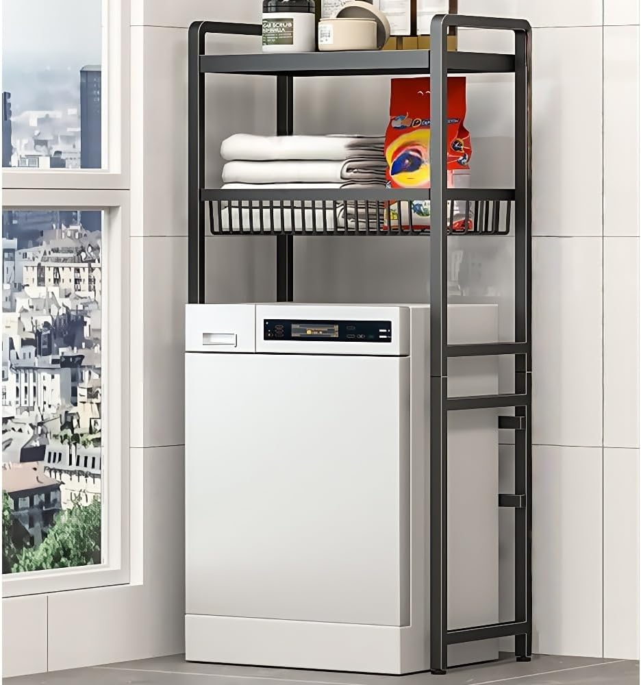 Laundry Drying Rack, Metal Freestanding Storage Shelf, Space Saver nizer for Over Washer and Dryer, Ideal for Laundry and Bathroom Use