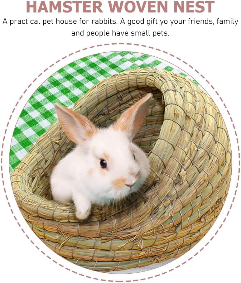 NOLITOY Rabbit Nest Rabbit Grass Bed Bedding House Bunny Grass Hamster Habitat Dwarf Hamster Cage Hamgers Mat Woven Mat Critter Cage Cava Bunny s Straw Chew