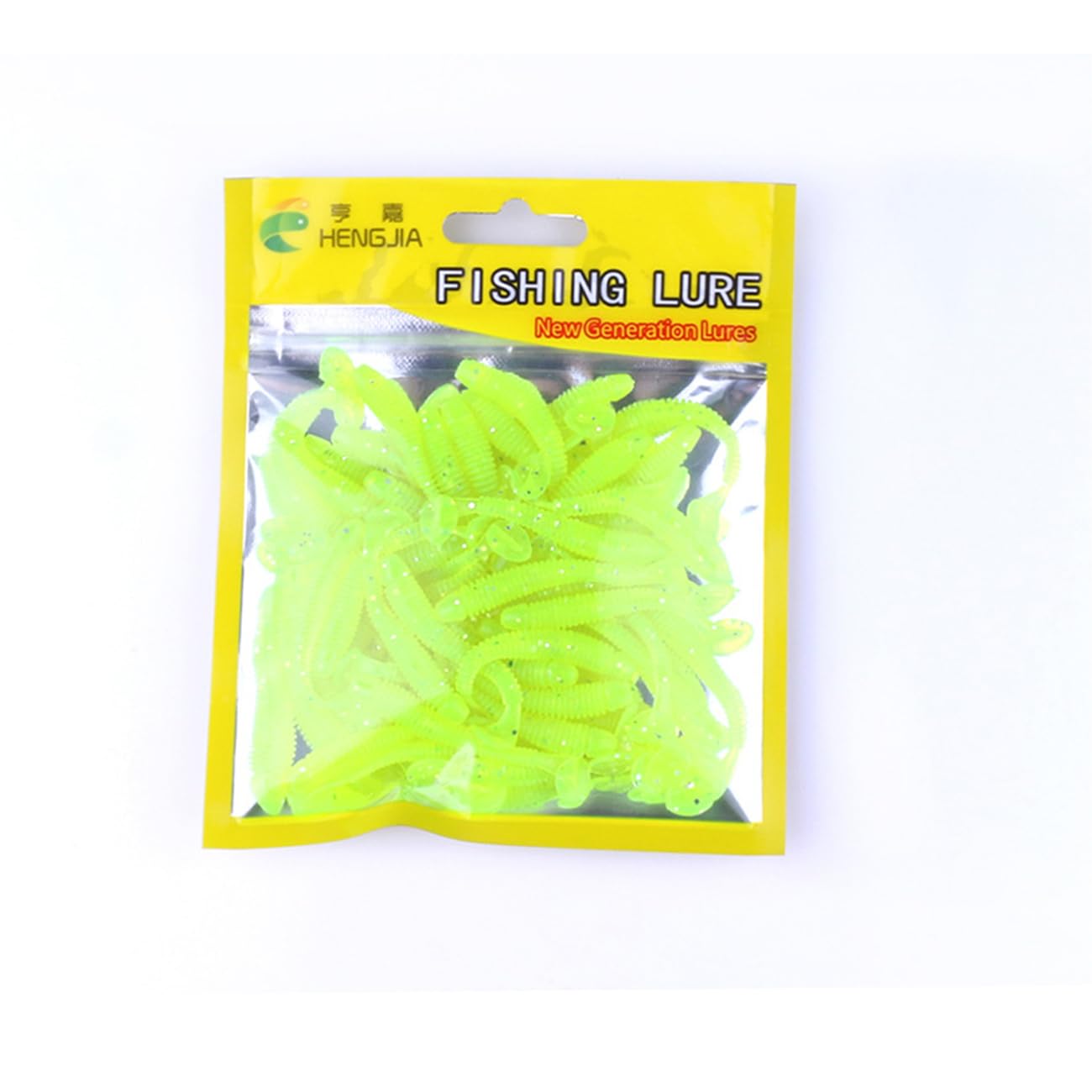 50 Pcs 5cm Fishing Lures Fishing Lures Fishing Soft Plastic Shad Lures Fishing Baits Soft Plastic Fishing Lures T Tail Grub Worm Baits for Fish Tackle Accessory (7#(Fluorescent green))
