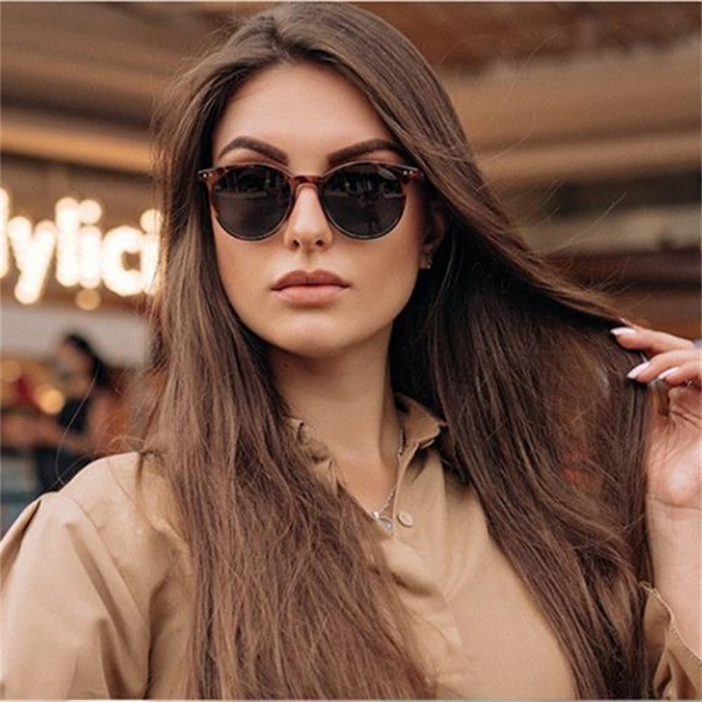 Occhiali da sole rotondi vintage alla moda per uomo e donna, lenti retrò con rivetti gialli e blu, occhiali da sole quad