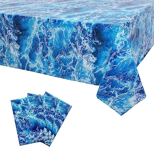 3 Pcs Ocean Waves Plastic Tablecloth Blue Under The Sea Party Water Print Table Cover for Beach Pool Birthday Party Decoration Supplies Shark Dolphin Table Cloths Manteles de Mar 54 * 108 Inch 3 Pcs Ocean Waves Plastic Tablecloth Blue Under The Sea Party Water Print Table Cover for Beach Pool Birthday Party Decoration Supplies Shark Dolphin Table Cloths Manteles de Mar 54 * 108 Inch