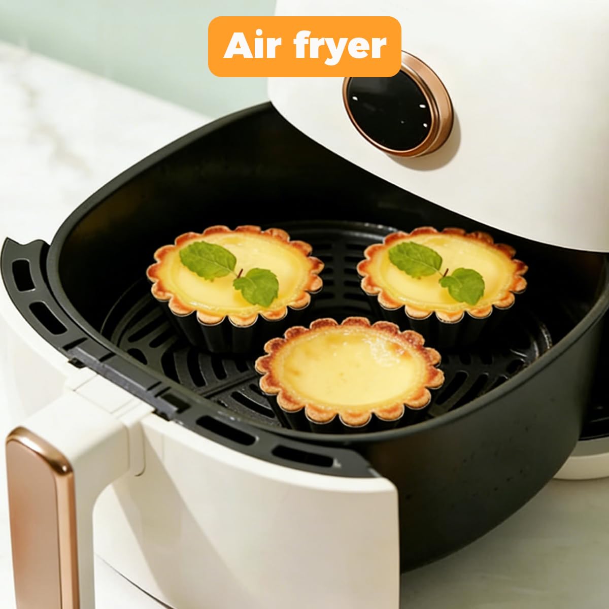 20 Piezas 6 x 2,5cm Moldes para Tartaletas Individuales, Moldes Mini Tartaletas de Acero Carbono, Acero Inoxidable Molde de Tartaleta de Huevo, Moldes para Tartaletas de Huevo, para Pasteles, Tartas — view 4