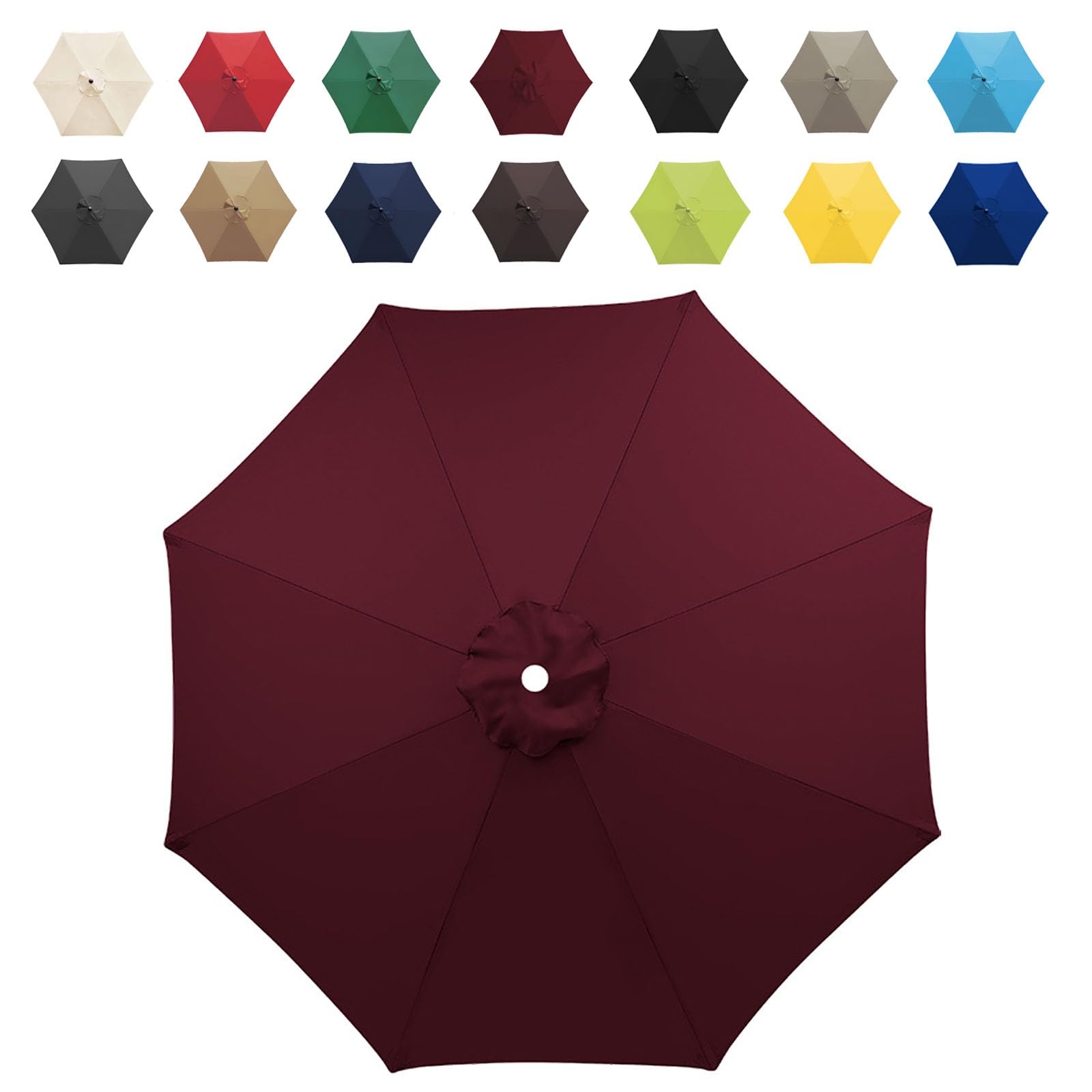 GZDXBF Replacement Fabric Garden Parasol Canopy Cover For 200cm/270cm/300cm +6 Arms/8 Arms Parasol, Premium Quality Patio Umbrella Replacement(Color:Burgundy,Size:6 ribs-2.7m(8.8ft)) — image 1