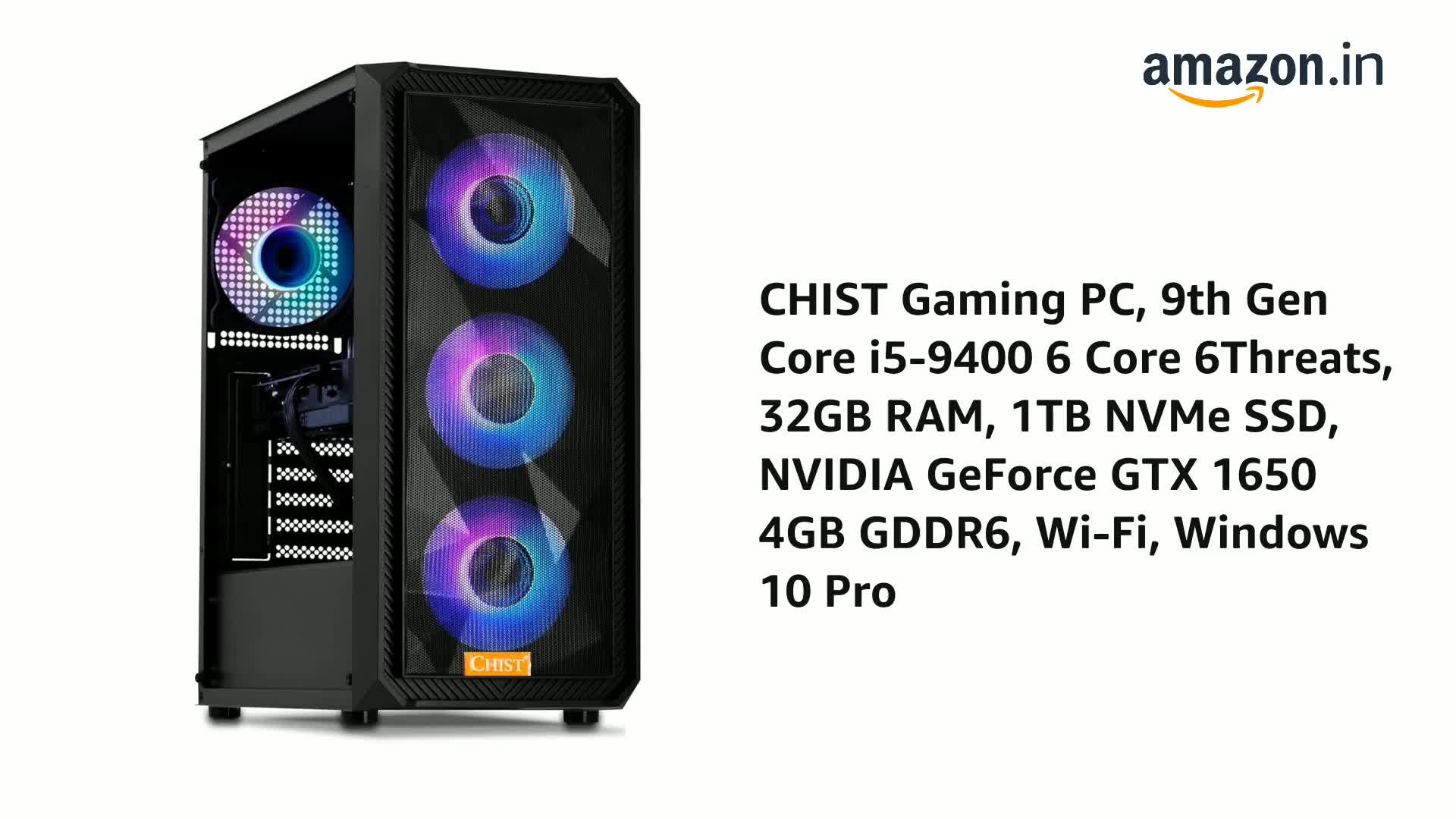 CHIST Gaming PC, 9th Gen Core i5-9400 6 Core 6Threats, 32GB RAM