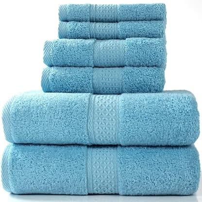 DAPERCI Duschtücher Badetuch, 6-teiliges Baumwoll-Badetuch-Set Grau, weich und super saugfähig, Handtuch-Waschlappen for Familien, Badezimmer, Duschtuch-Set 01 Duschtücher (Color : 16)