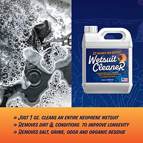 [32 Washes] Wetsuit Cleaner For Neoprene Wetsuit Women & Men - Wetsuit Shampoo Removes Odors, Chlorine & Ocean Residue - Neoprene Swimsuit Cleaner - Scuba Gear - Mens Wetsuit Soap - Usa Made - 32 Oz #TOP3