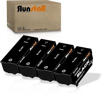 Run Star Remanufactured for 312XL Ink Cartridge Black Replacement for Epson 312XL T312XL use for Epson Expression Photo XP-8500 XP-8600 XP-15000 Printer 4 Black