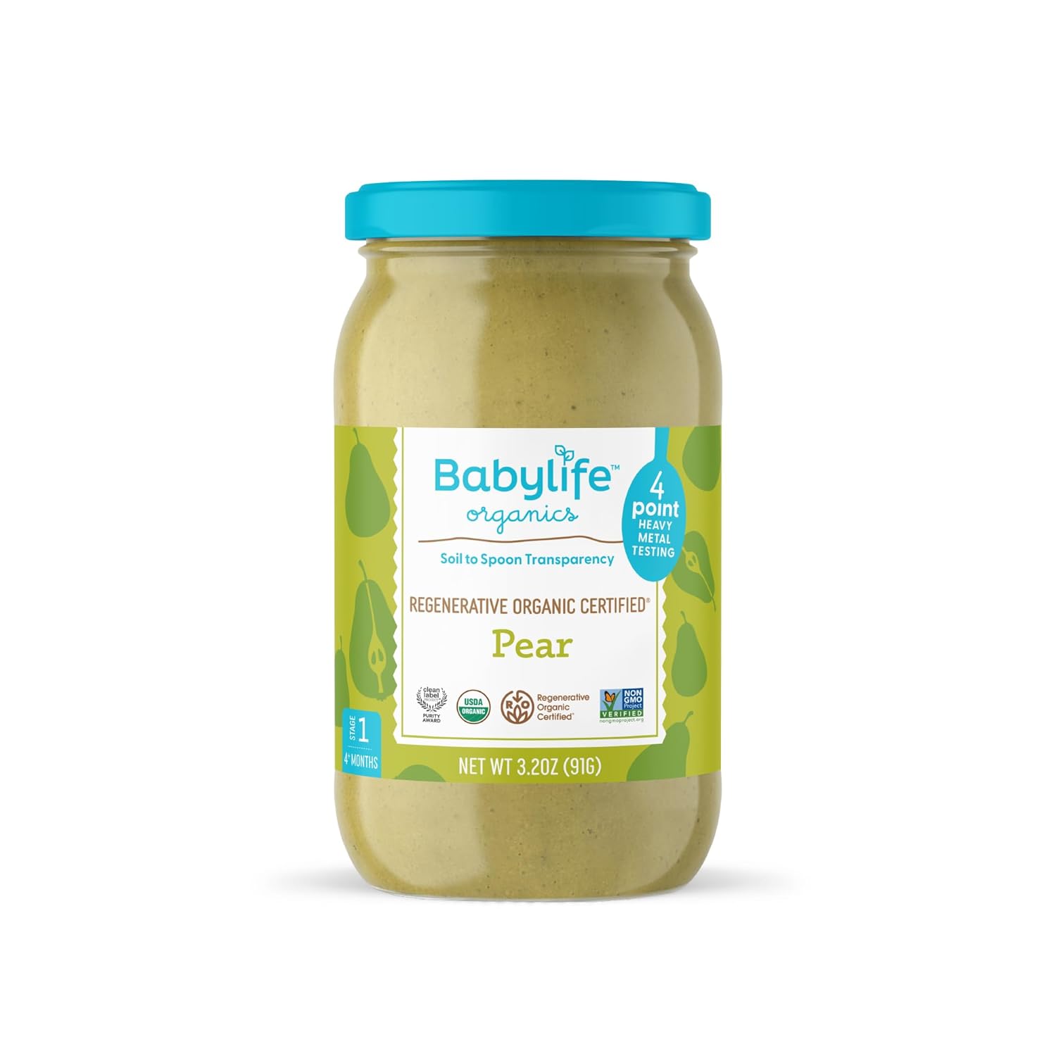 Babylife Organics Stage 1 – Heavy Metal Safe, Organic Baby Food – Pear, 3.2 Ounce Jar (1 Pack)