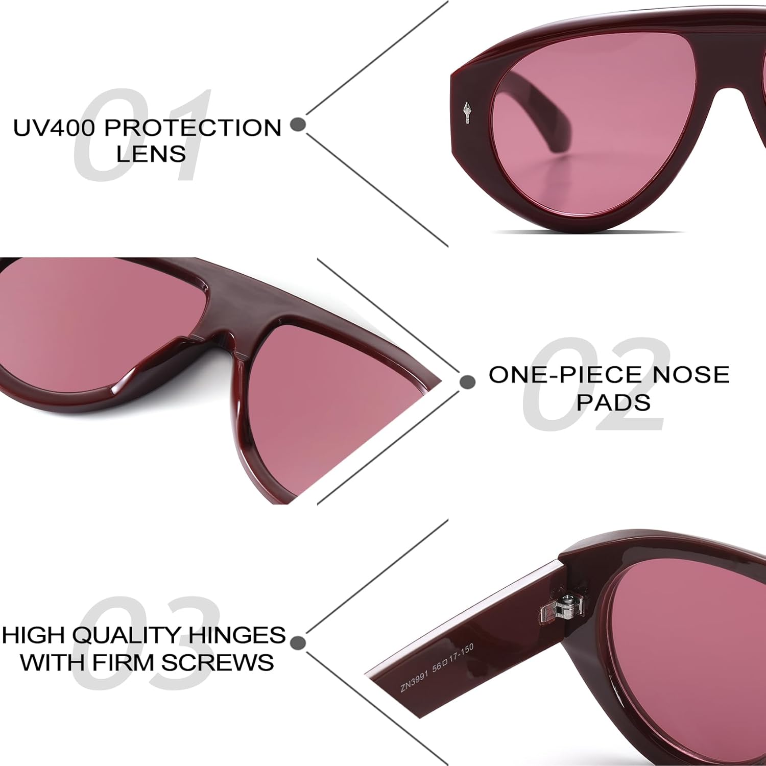 A LONG Trendy Oversized Aviator Sunglasses for Women Men Retro Vintage 70s Style Chunky Aviators Sun Glasses - Image 4