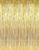 PUZINE 2pack 3.3 ft x 8 ft Metallic Tinsel Foil Fringe Curtains for Party Photo Backdrop Wedding Dec