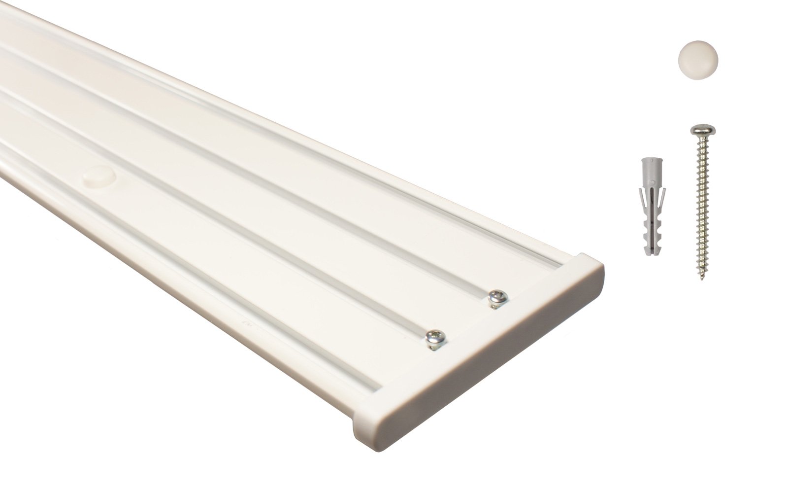 Gardinenschienen 4 läufig aus Aluminium in weiß - vorgebohrt, 200 cm
