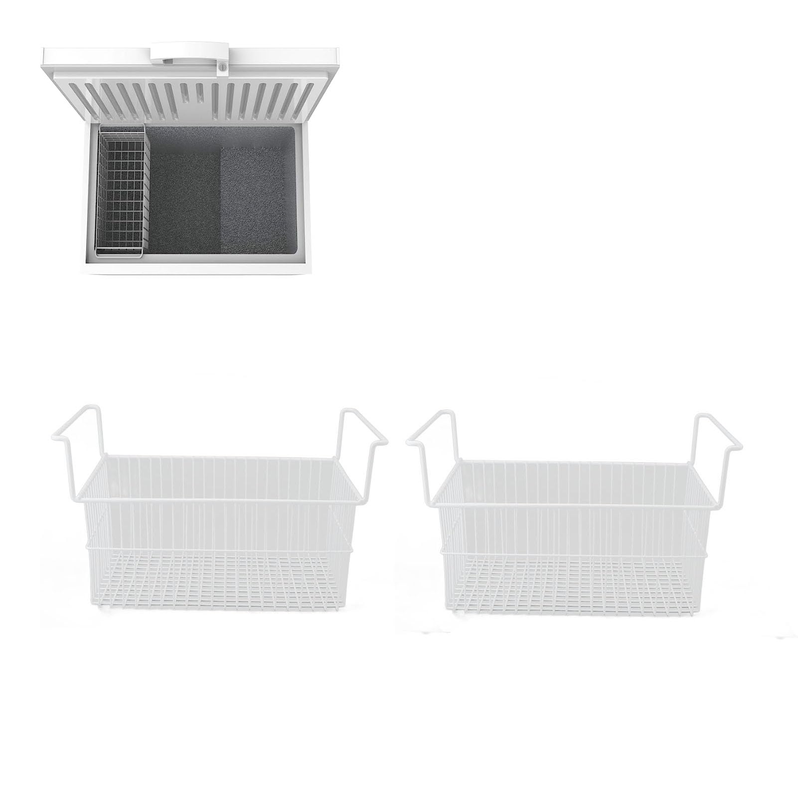 Contenedores Organizadores para Congelador, 2 Unidades de Contenedores Organizadores para Congelador, Alambre de Acero, Gran Capacidad, Cesta para (56,5 x 25,2 x 24 cm/22,2 x 9,9