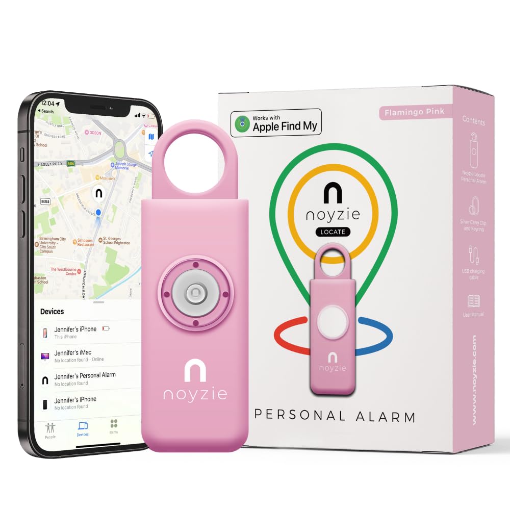Alarma personal para mujer con rastreador GPS, llavero de autodefensa con sirena, funciona con Apple Find My App, sonido de alarma de seguridad de 130 dB, buscador de llaves Bluetooth recargable por