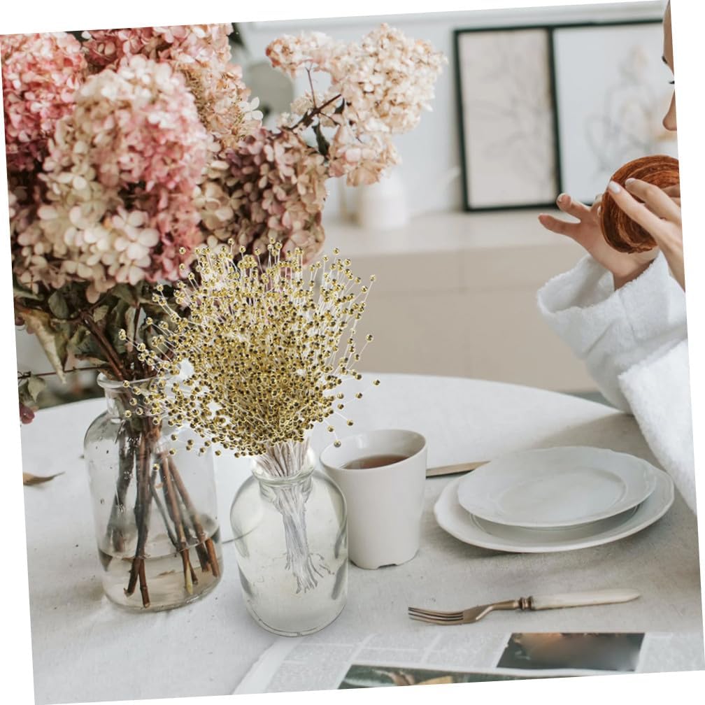 100pcs Bead Sticks for Wedding Bouquets Floral Accessories for Bride Party Decorations Gold Picks for Corsages and Centerpieces