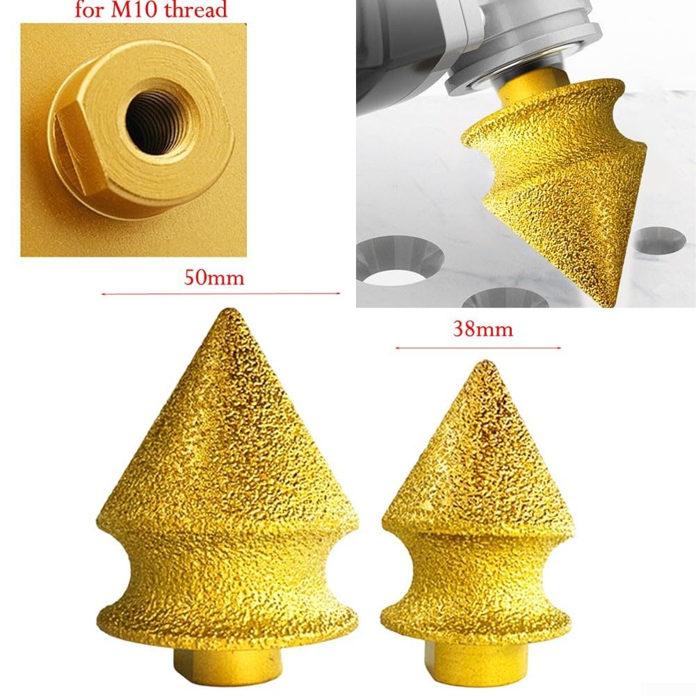 M10 Cone Grinding Wheel for Tile For Edge Chamfering, Glass Beveling Polishing Bit, Silicon Carbide Angle Grinder Disc for Porcelain Hole Finishing(50mm)