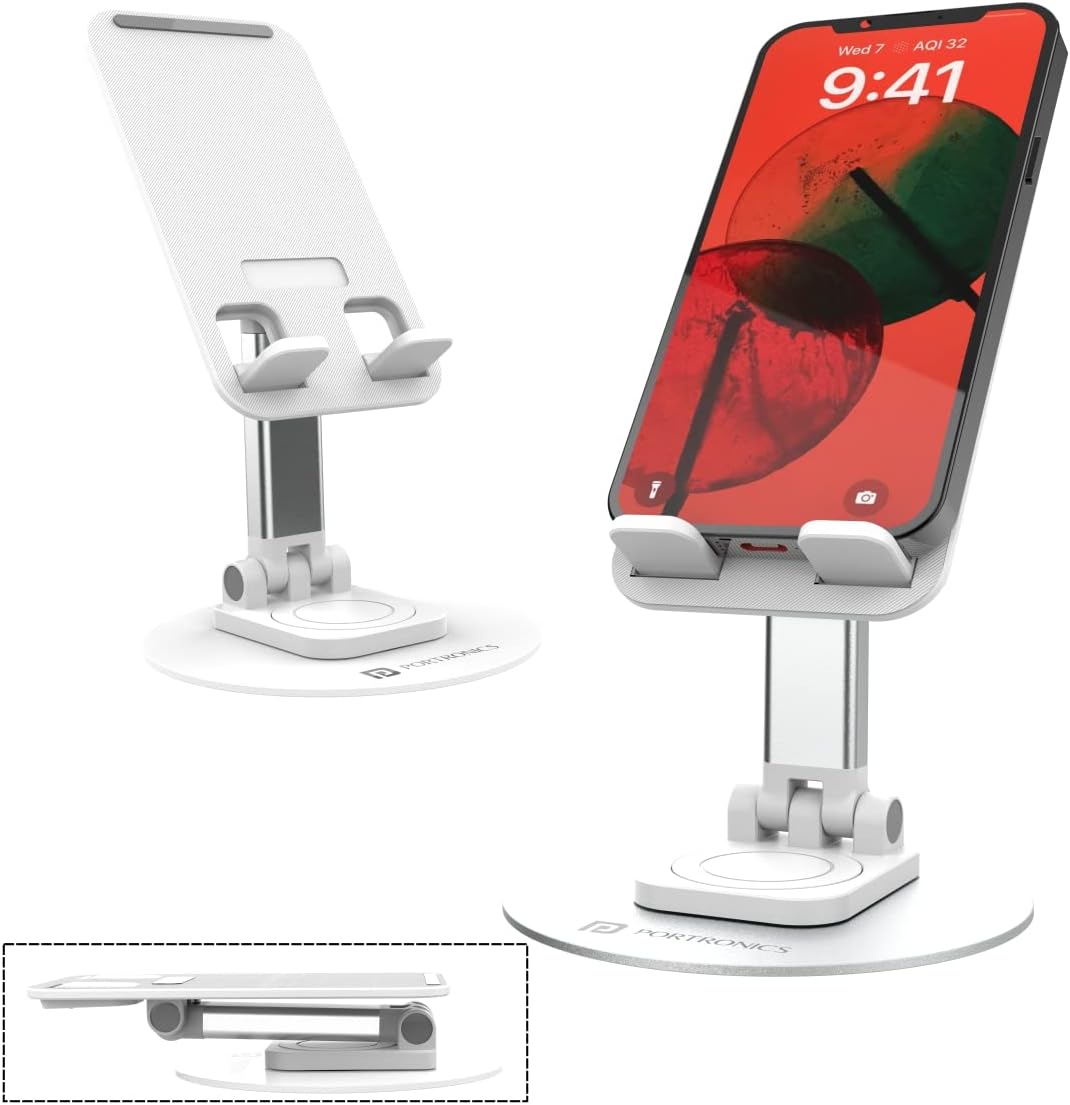 PortronicsMoBot II Multifunctional Desktop Mobile Holding Stand, White