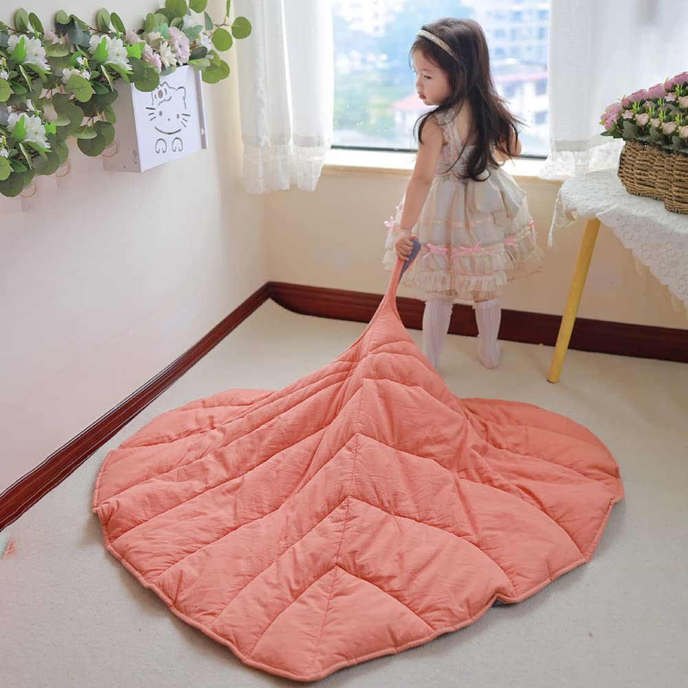 Surakey Tapis Epais Bebe Matelas de Sol Tapis Feuille Vert Tapis D'éveil pour Bébé Tapis Lavable en Coton Multifonction Tapis Enfants pour Ramper Et Jouer, Cadeau pour La Naissance Baby Shower