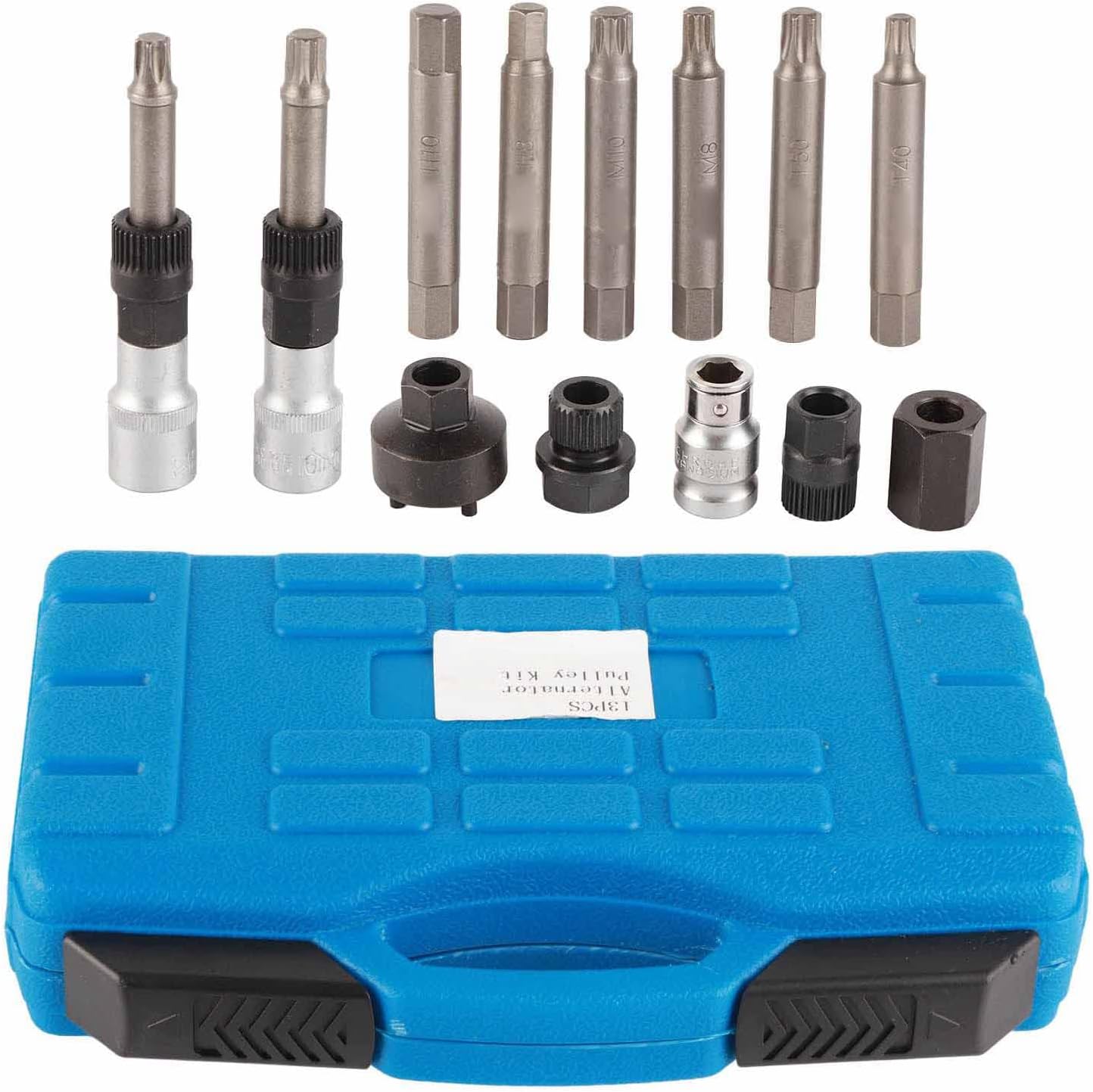 Decoupling Puller Installer Set for Alternator Pulleys, Durable Chrome Vanadium Steel 13-Piece Kit for, Mechanics Tool