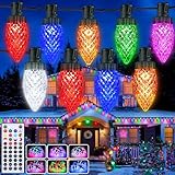iBaycon RGB C9 Christmas Lights, 65FT Color Changing String Lights, Connectable Remote Control Waterproof Outdoor, C9 String Light for Xmas Tree House Eaves Roof Christmas Holiday Decor