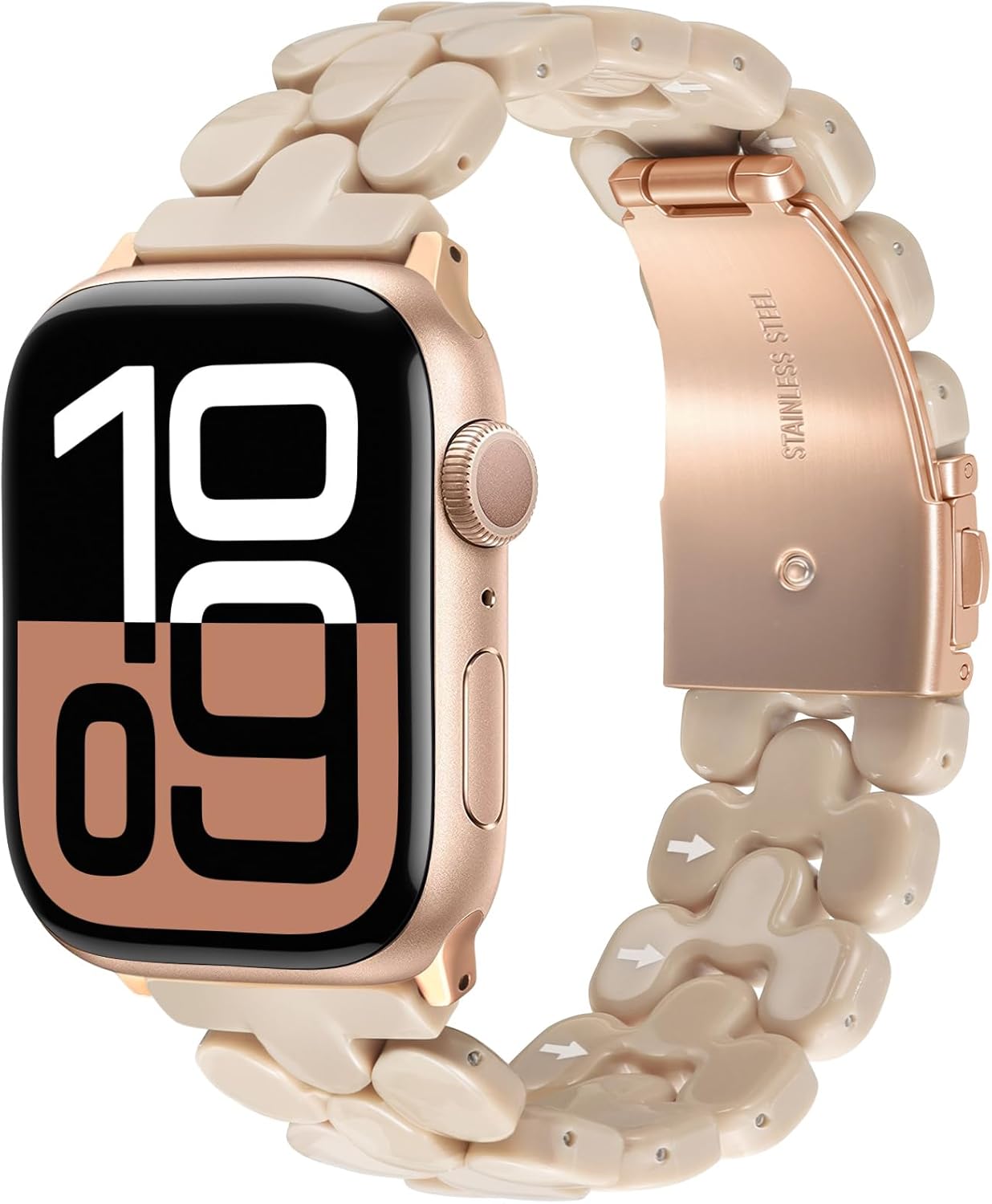 V-MORO Cute Resin Band Compatible with Apple Watch 42mm/41mm/40mm/38mm Women Fashion Dressy Fancy Strap Bracelet lightweight Wristband for iWatch Bands Series 11 10 9 8 7 6 5 4 3 2 1 SE-Oatmeal