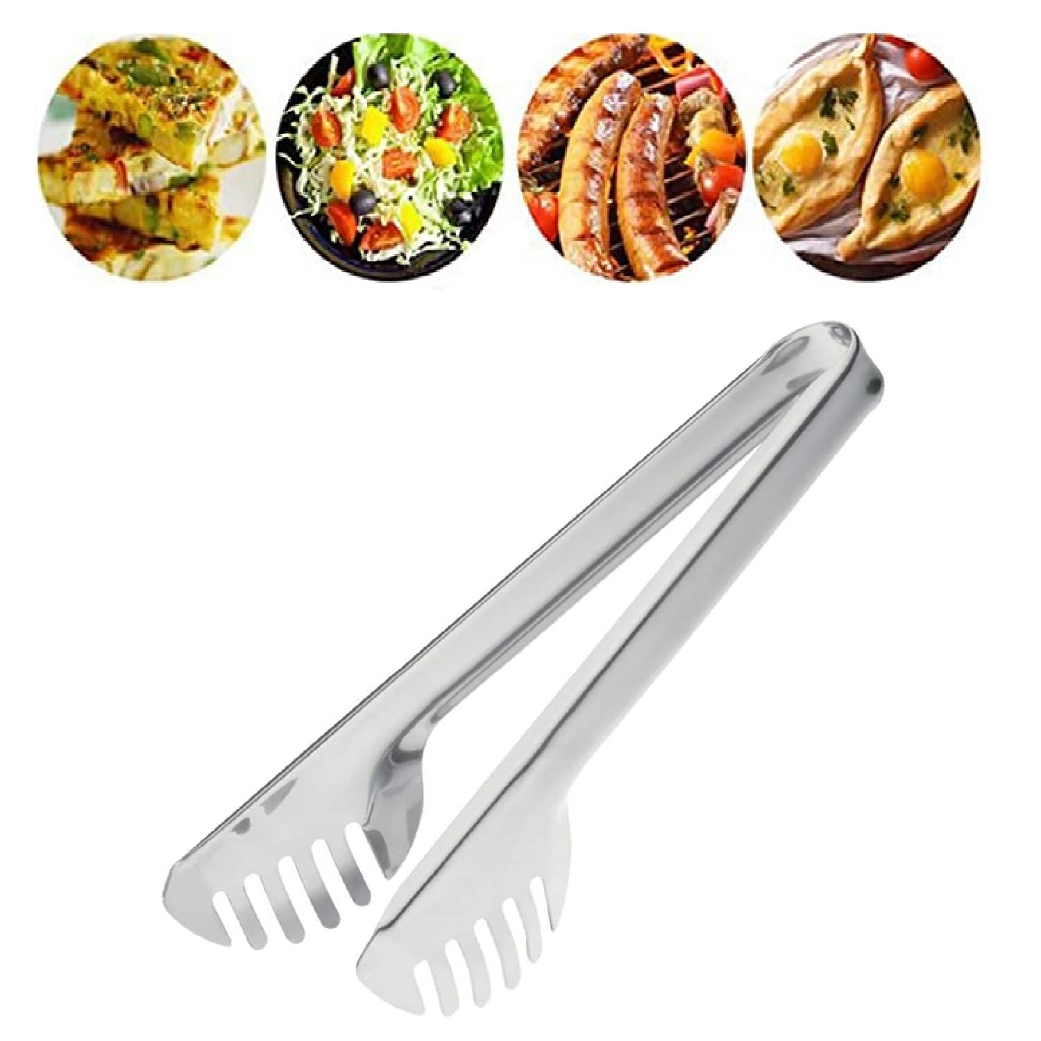 GAFFEL 1 Pc Stainless Steel Spaghetti Tong Salad, Pasta, Macaroni Spaghetti Tong Serving Food Tong - Comb, 21cm, Silver 4
