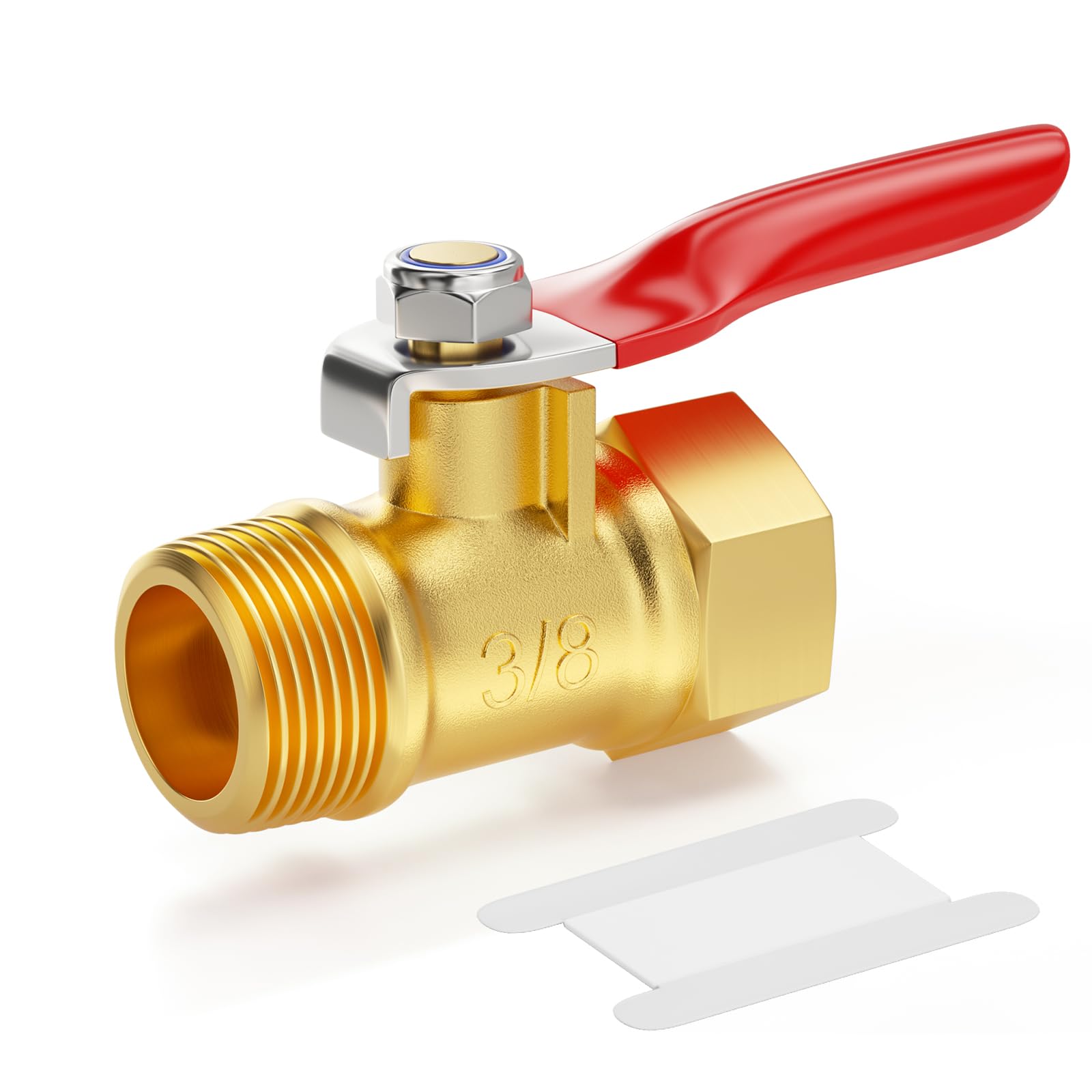 GASHER 1PCS 3/8 Inch Brass Mini Ball Valve, Shut Off Valve, 3/8 Inch Male x Female NPT Thread Pipe Fitting