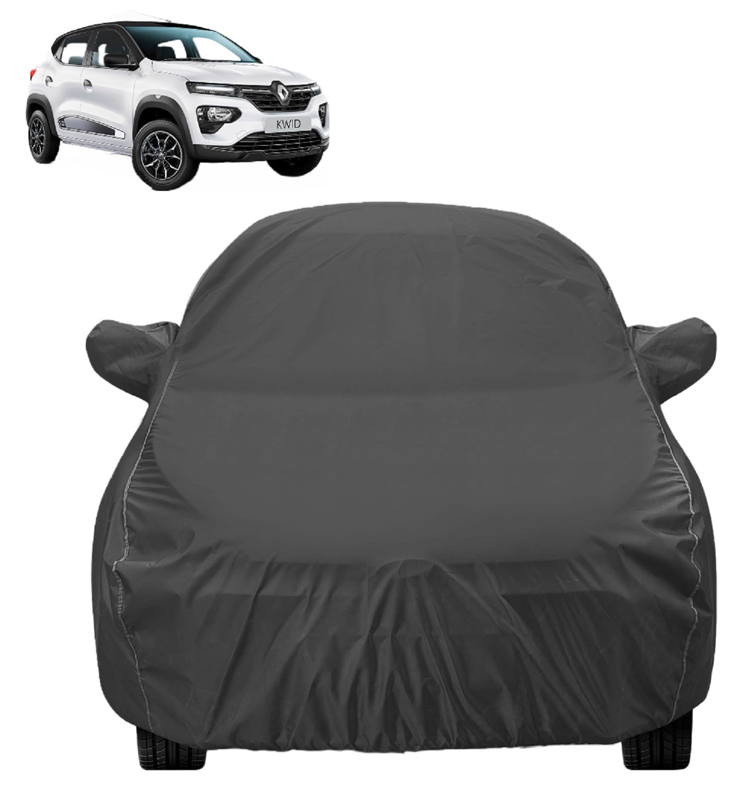 Auto Hub Car Cover Compatible with Renault KWID with Mirror Pocket, Water Resistant, Triple Stitched, KWID Car Cover- Grey discount deal