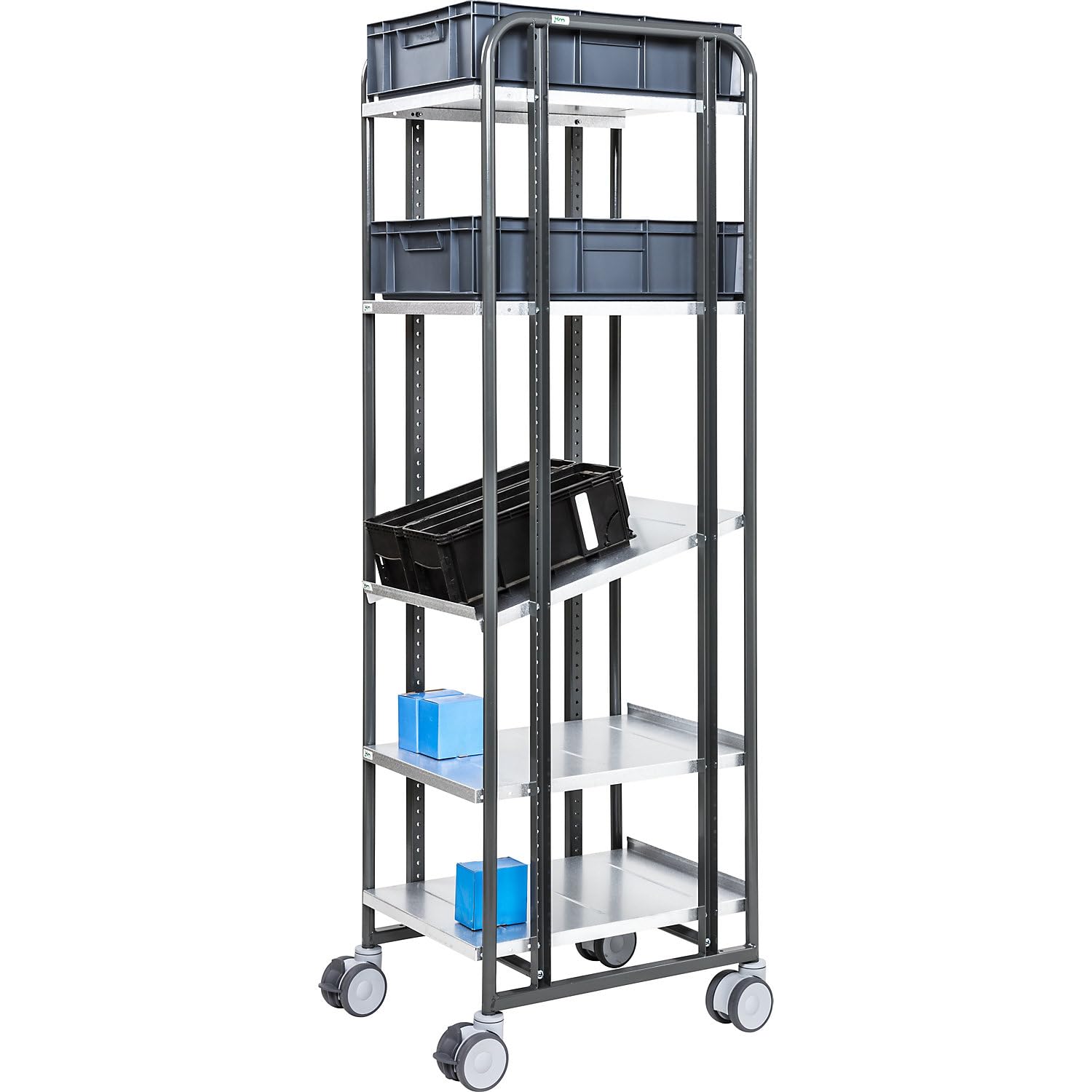 Chariot de préparation E-Commerce - 5 étages - L x l x H : 477 x 638 x 1850 mm