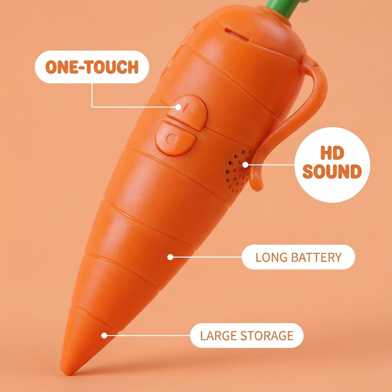 Pluma de grabación de audio en forma de zanahoria con función de reproducción y escritura, 60 segundos de memoria de voz, regalo original y educativo para niños y estudiantes, con tinta recargable (1)