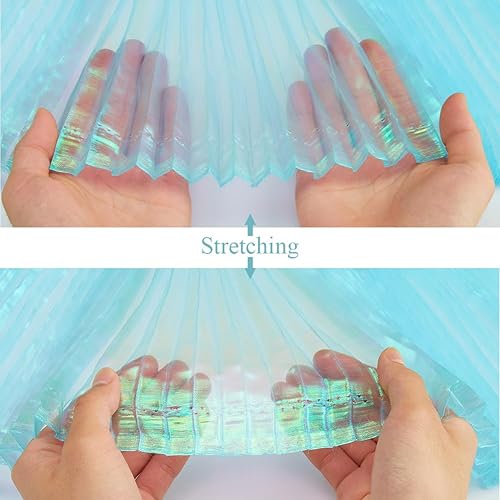 Miniatura 5 de 2.2 yardas de tela plisada retro iridiscente con volantes azules, borde ondulado, tul de gasa, cinta decorativa clásica para costura, bolsa de