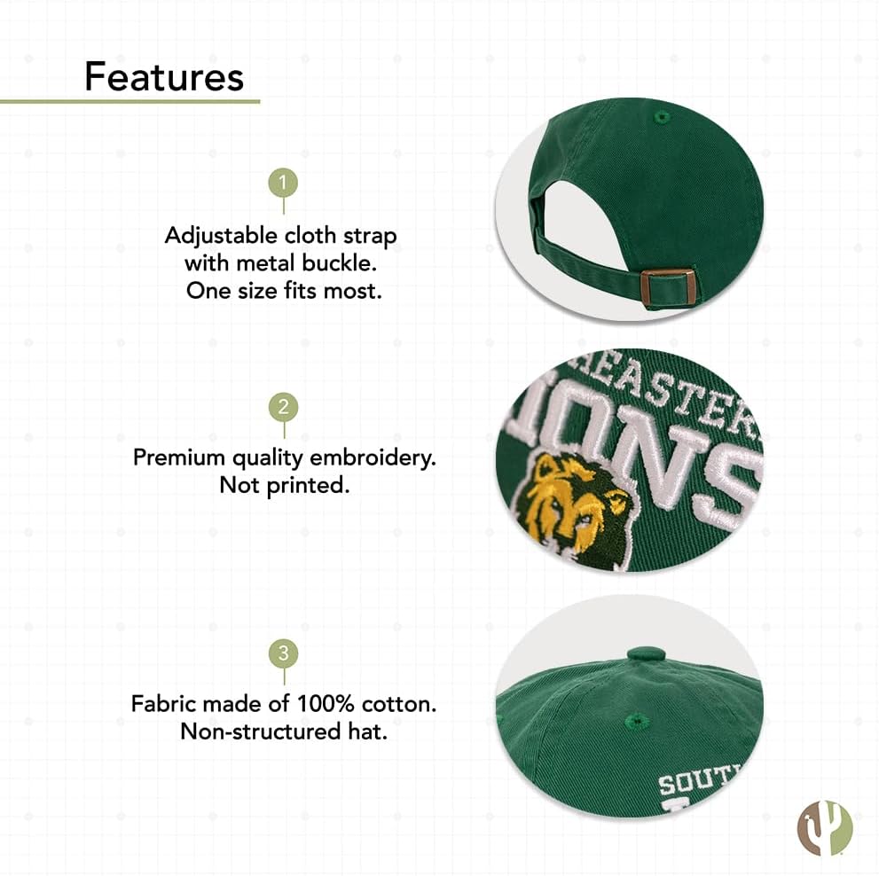 Desert Cactus Southeastern Louisiana University Baseball Hat SLU Lions Brimmed Embroidered Hats Cap Adjustable Cloth Strap Adult (Style A) - Image 4