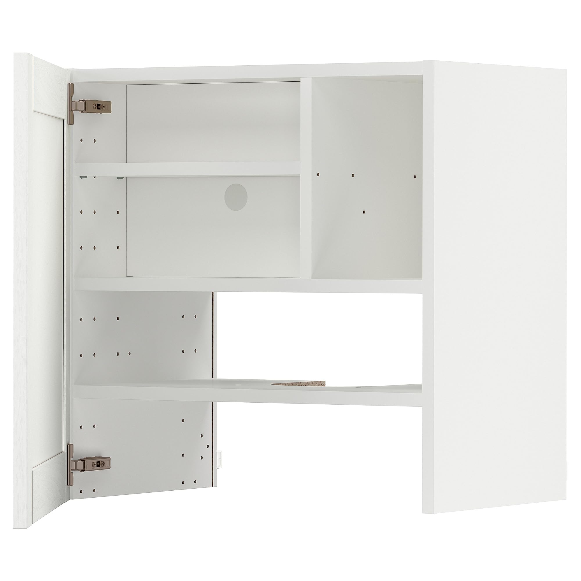 METOD CB F caisson de cuisine blanc effet bois pour cacher la hotte