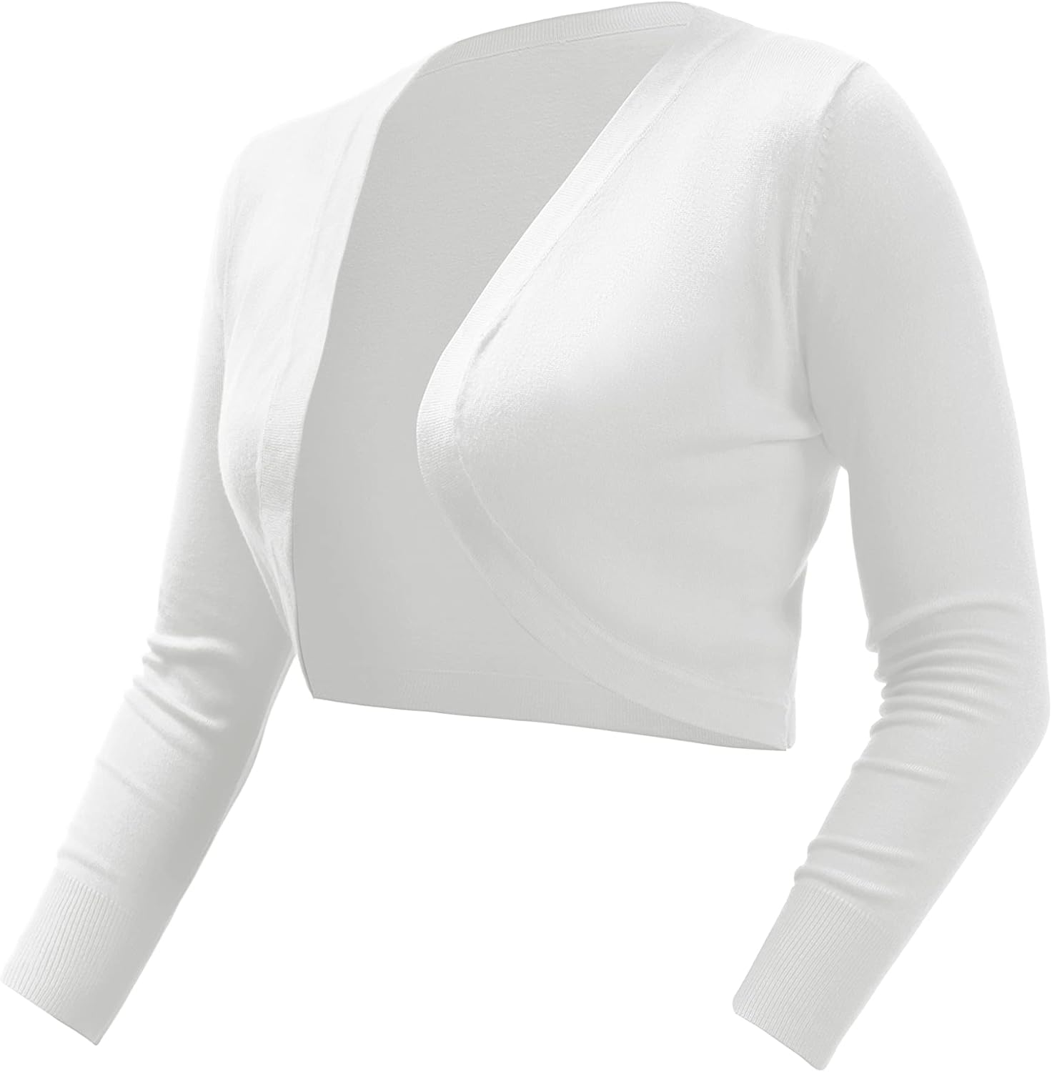 U.Vomade Women's Cropped Cardigan Bolero Shrug Open Front Sweater Long Sleeve S-XL - Image 7