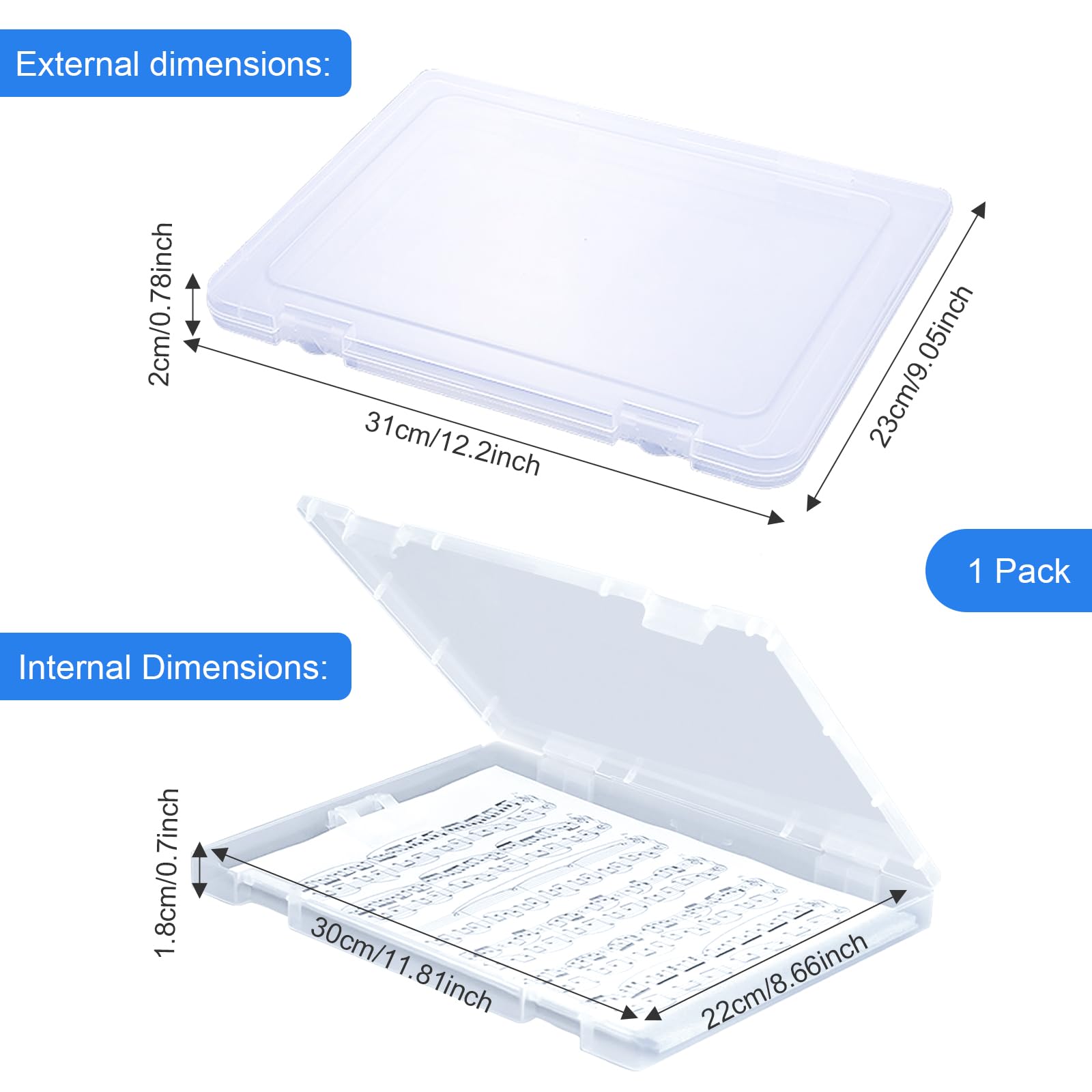 Elezeal A4 Paper Holder Portable File Box Clear Plastic Document Case Waterproof Dustproof PP Storage Folder Magazine Filing Organizer Office/School Supplies(1-Pack-Clear-Updated) - Image 3