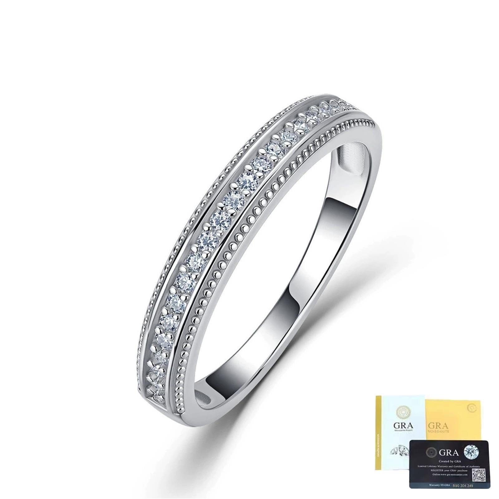 Plata 925 Eternidad Moissanita Anillo for Mujer Hombre