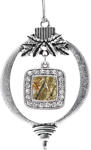 Miniatura 39 de Inspired Silver - My Vintage Initials - Adorno con dije de letra J - Adornos navideños cuadrados de plata con joyas de circonita cúbica