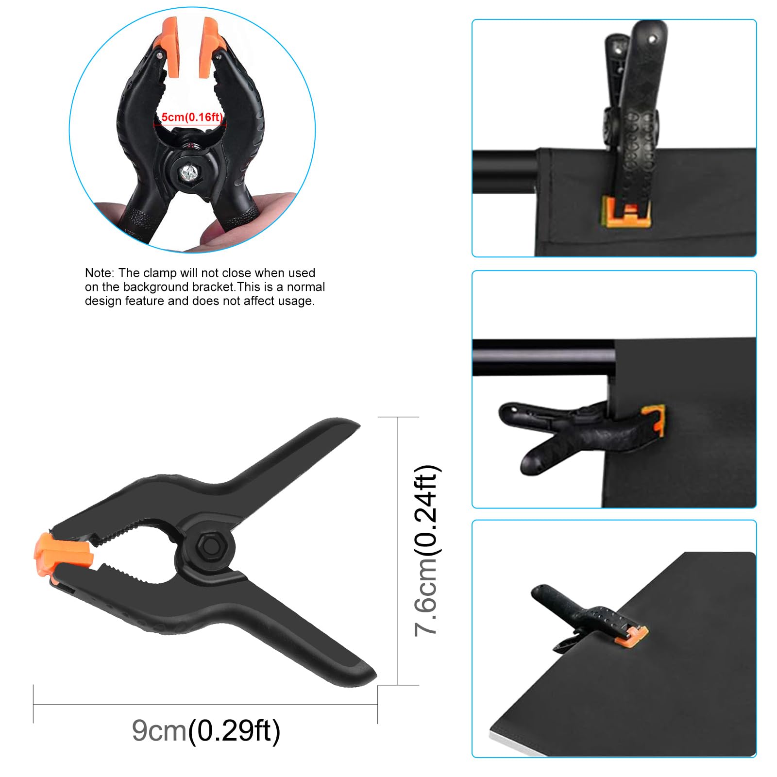 PULUZ Kit de support pour toile de fond 2 x 2 m, réglable, vert, avec sac de transport + 4 clips pour studio photo, fêtes, mariages et événements