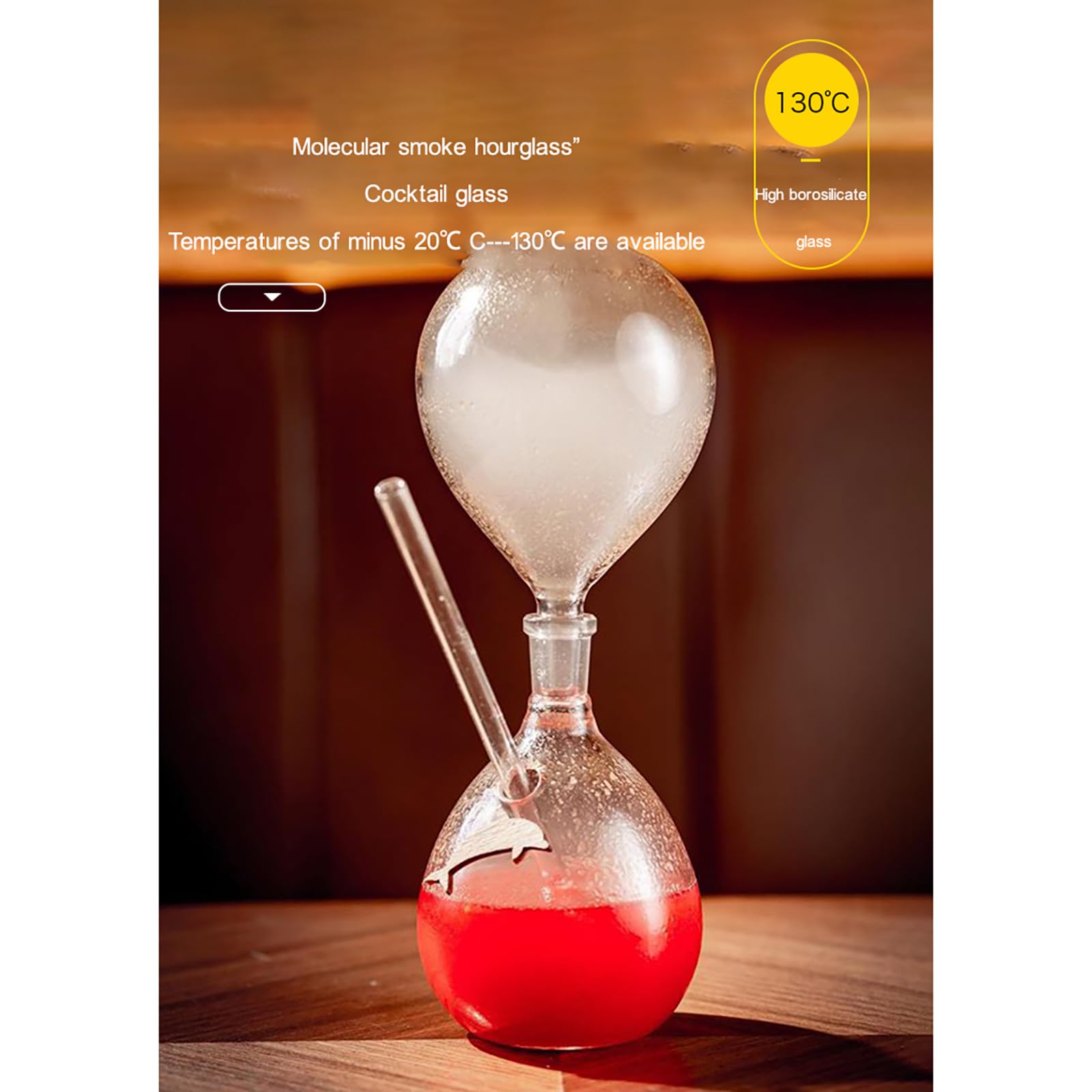 QVK Creative Hourglass-Shaped Cocktail Glass, Bar Wine Glass, With Straw, High Borosilicate Glass Resistant To High Temperature, Suitable for Family Restaurant Bar Party, Etc.